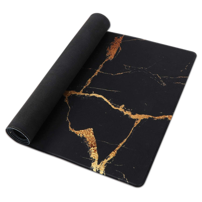 [Australia - AusPower] - iLeadon Extended Gaming Mouse Pad - Non-Slip Water-Resistant Rubber Base Computer Keyboard Mouse Mat, Desk Pad 35.1 x 15.75-inch 2.5mm Thick XX-Large, Ideal Partner for Work & Game,Black Gold 3-Black Gold 
