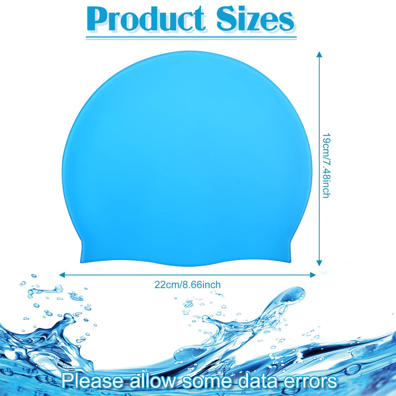 [Australia - AusPower] - 3 Pieces Kids Swim Caps for Long Hair Silicone Swimming Cap for Girls Boys Kids Teens with Long Curly Hair Braids Dreadlocks Large Waterproof Swim Hat Plain Style Pink, Light Blue, Purple 