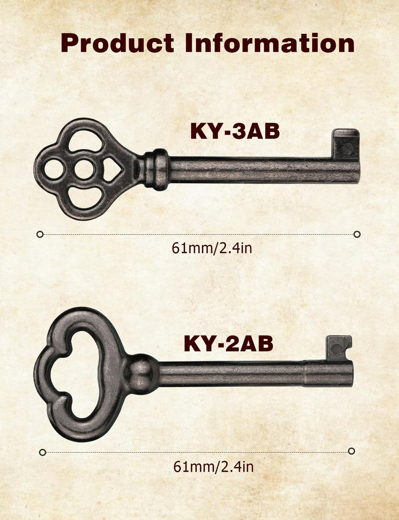 [Australia - AusPower] - Skeleton Key, KY-2AB KY-3AB Skeleton Key Replacement for Antique Furniture KY-2AB-3AB 