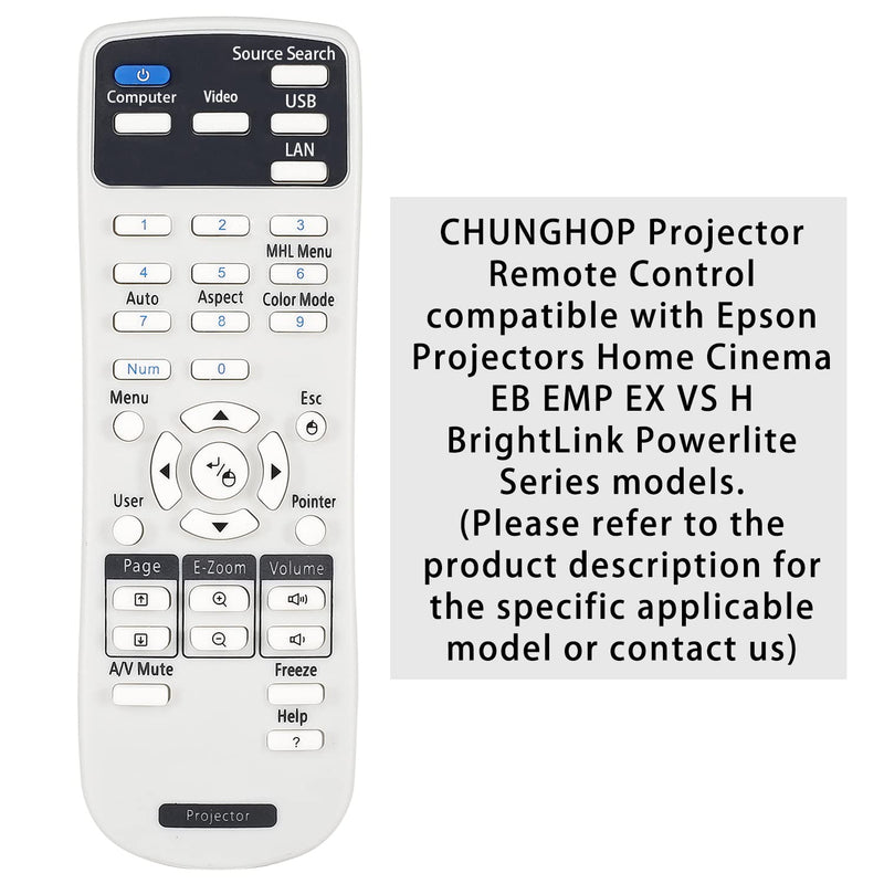 [Australia - AusPower] - CHUNGHOP Universal Projector Remote Control for Epson Projector Remote PowerLite Home Cinema 1040 PowerLite Contoller-No Program Needed 