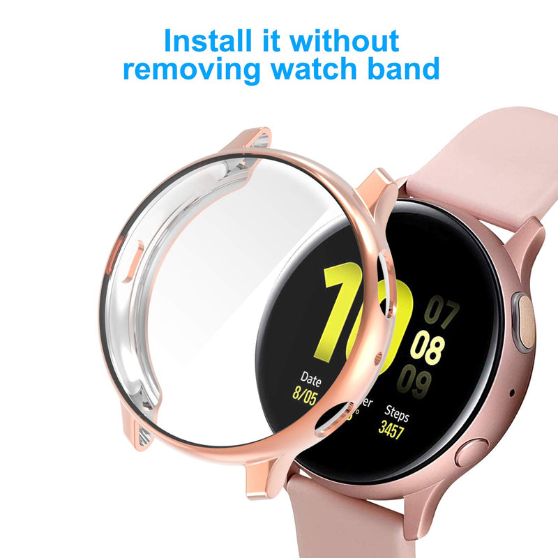 [Australia - AusPower] - [2 Pack] Screen Protector Case Compatible with Galaxy Active 2 40mm, All-Around TPU Anti-Scratch Flexible Case Soft Protective Bumper Cover for Samsung Watch Active 2.Clear and Rose Gold(40mm) Clear & Rose Gold 