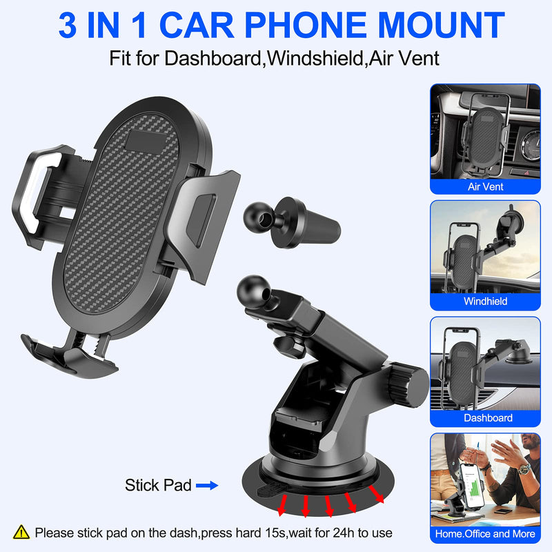 [Australia - AusPower] - Universal Car Phone Holder Mount, TELLGO Cell Phone Holder for Car Upgraded Dashboard Windshield Air Vent Home Compatible iPhone 12 13 Pro Max 11 Xs Max XR X 8 7 6 Galaxy s20 Note 10 Plus & All 