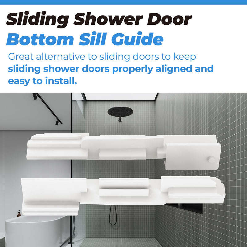[Australia - AusPower] - PalpitateC Sliding Shower Door Bottom Sill Guide fits for Sliding Shower Door Systems Shower Door Parts Bottom Guide for Glass Shower Door Track Guide White Nylon - 2 Pack 