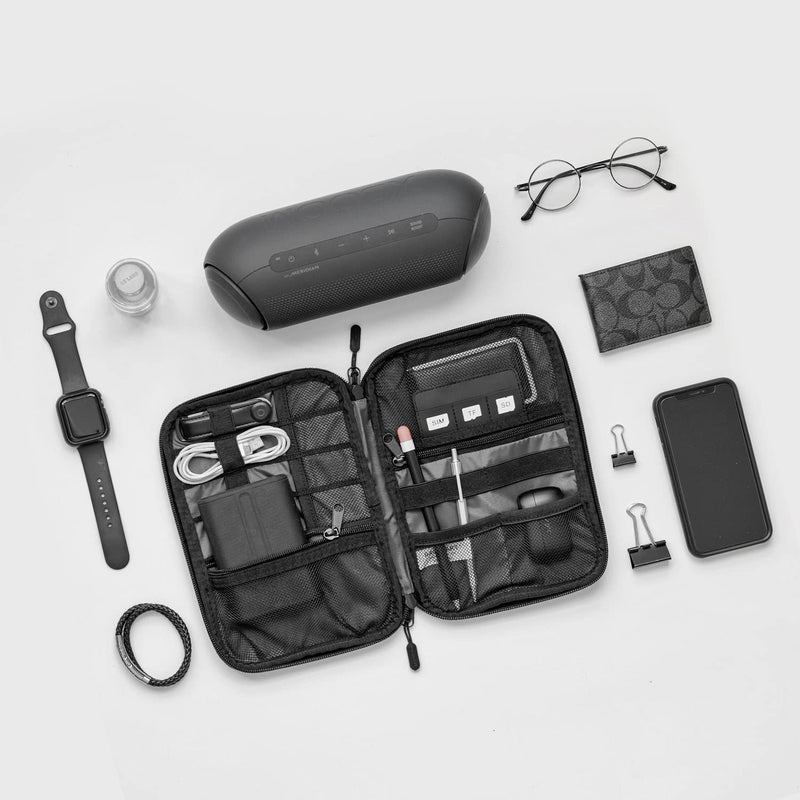 [Australia - AusPower] - BAGSMART Electronic Organizer Small Travel Cable Organizer Bag for Hard Drives,Cables,USB, SD Card,Black Black 