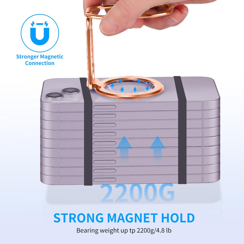 [Australia - AusPower] - Rimyam Magnetic Phone Ring Holder Stand with MagSafe Phone Grip Adjustable Phone Ring Kickstand Mag Safe Accessories for iPhone 14/13/12 Removable for Wireless Charging Rose Gold MAG Rose Gold 
