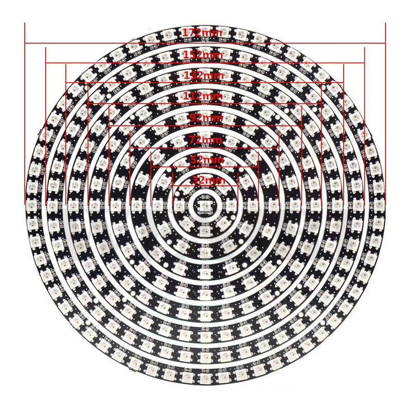 [Australia - AusPower] - WESIRI 241 LEDs 9 Rings WS2812B 5050 RGB LED Ring Lamp Light Individually Addressable Full Dream Color DC5V with Mini Controller 1 Count (Pack of 1) 