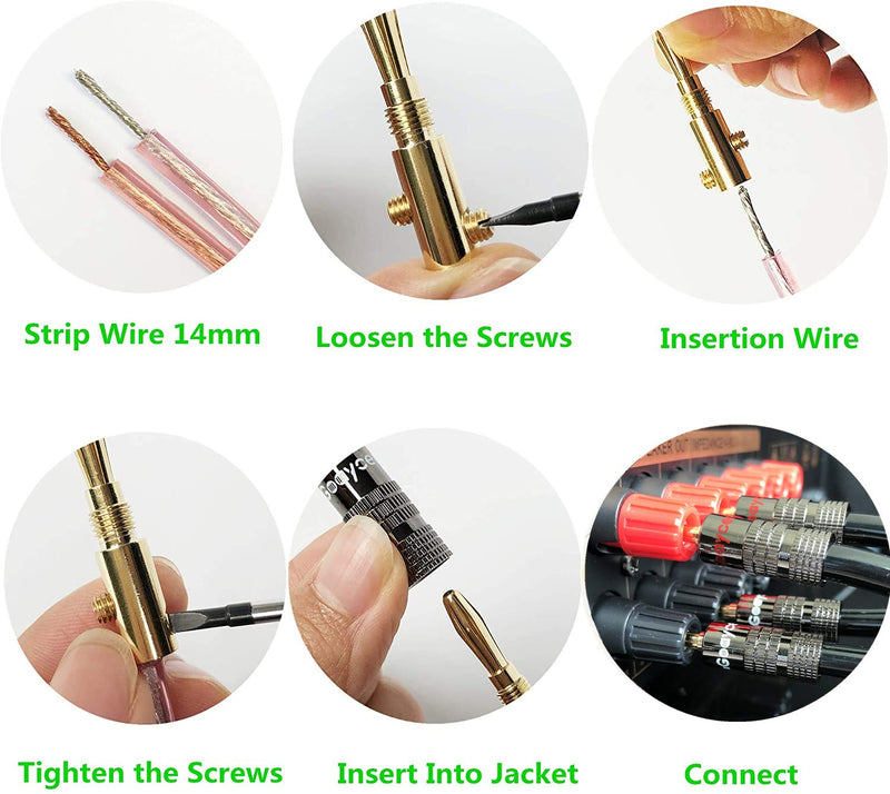 [Australia - AusPower] - Goaycer Speaker Connector Banana Plugs - 24K Gold Plated Brass 4mm Plug (12 Pairs/24 pcs) 12Pairs 