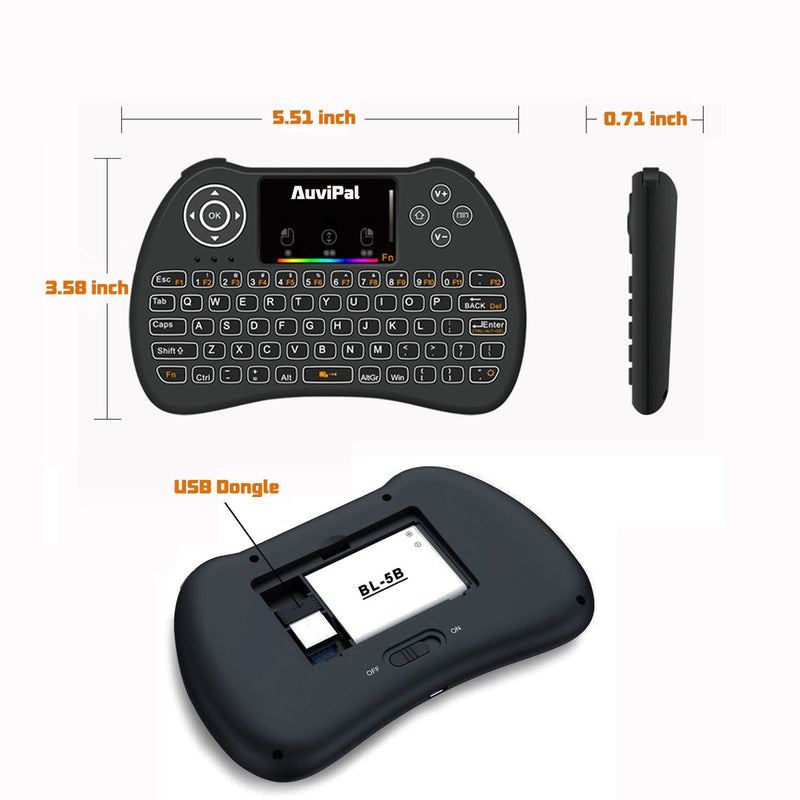 [Australia - AusPower] - AuviPal R9 2.4GHz Mini Wireless Keyboard Mouse Combo for Streaming TV Stick/Android TV Box/PC and More - RGB Backlit Version 