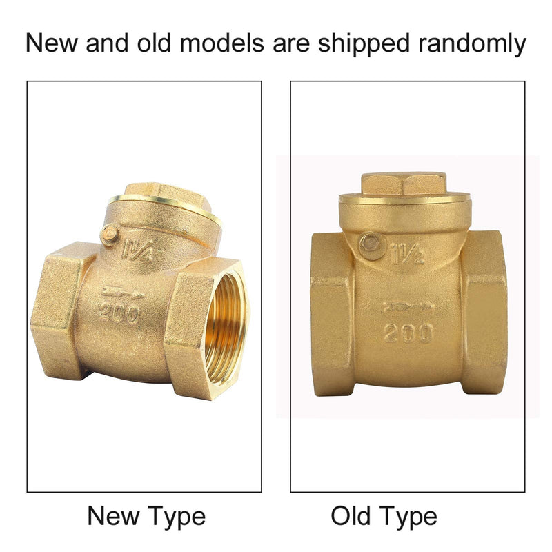 [Australia - AusPower] - Check Valve, DN32 BSP 1-1/4" Female Thread Brass Non-return Swing Check Valve 232PSI Prevent Water Backflow 3.3 x 2.8inch 