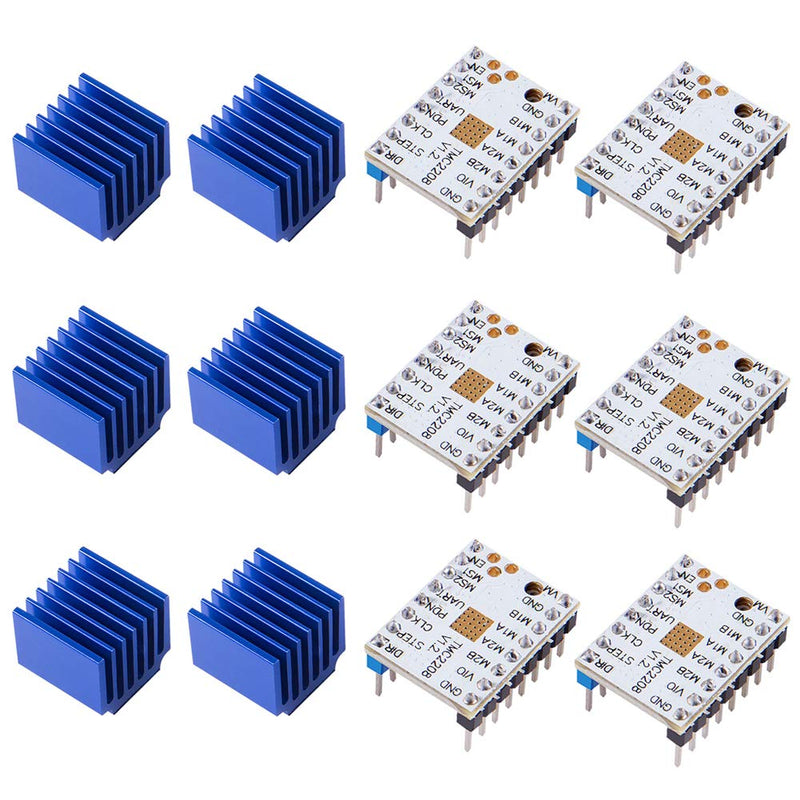 [Australia - AusPower] - 6PCS 3D Printer TMC2208 V1.2 Stepper Motor Driver, TMC2208 Stepstick Stepper Motor Driver Module with Heat Sink Screwdriver for 3D Printer Controller Boards Reprap Ramps1.4 MKS Gen Ender-3 Pro 