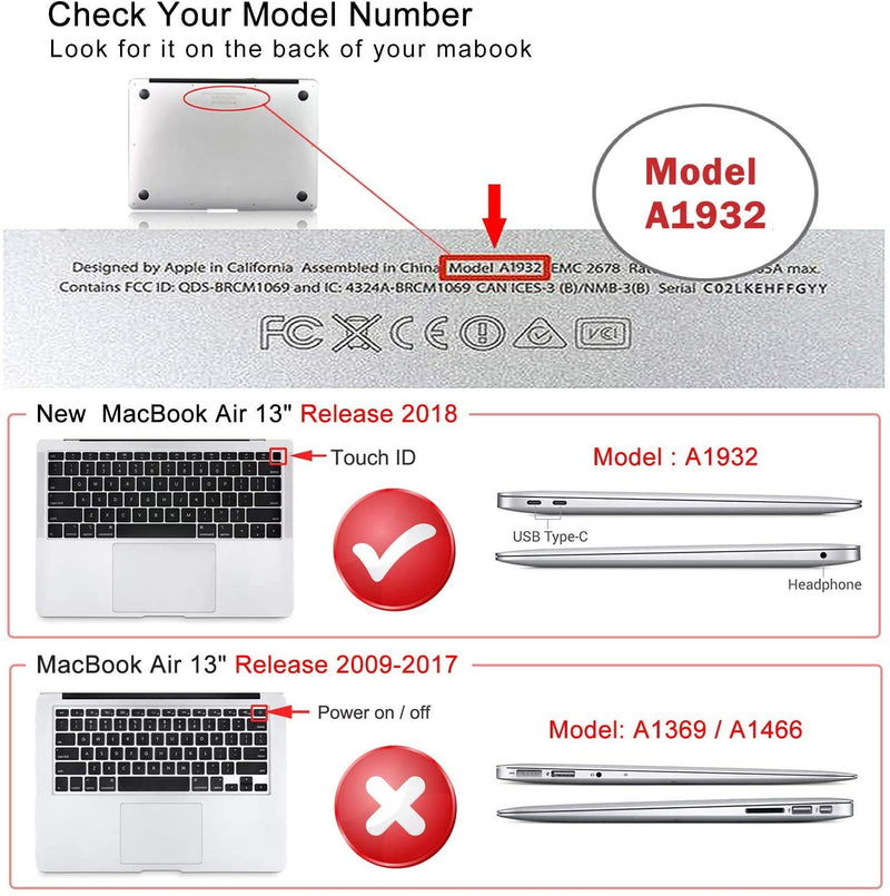 [Australia - AusPower] - iCasso MacBook Air 13 inch Case 2020 2019 2018 Release A2337/A1932/A2179, Hard Shell Case Protective Cover and Keyboard Cover Only Compatible Newest MacBook Air 13'' with Touch ID Retina - Weeds 