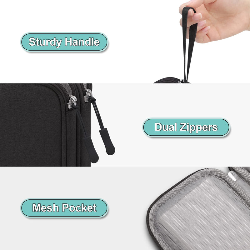 [Australia - AusPower] - Elonbo Electronic Organizer, Travel Cable Pouch Bag Electronics Accessories Carry Case Portable Tech Gadgets, Double Layers All-in-One Storage Bags for Cables, Cord, Charger, Earphone, Black 