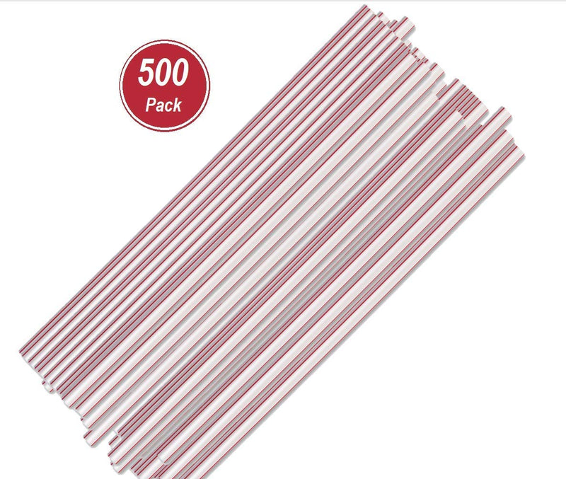 [Australia - AusPower] - 1InTheHome Jumbo Straws, Plastic Drinking Straws Red And White Striped, 500 Pack Disposable Straws 