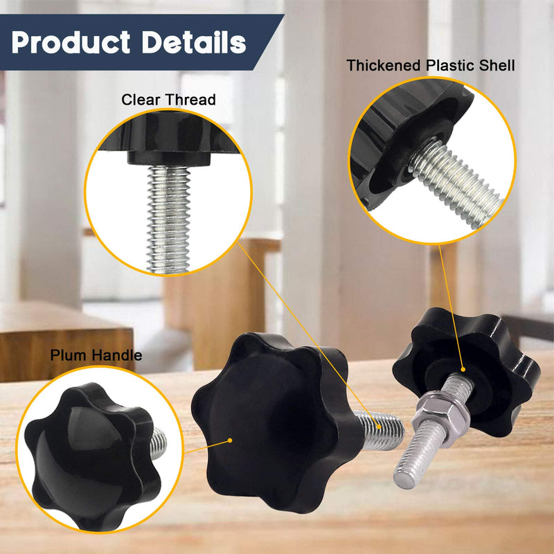 [Australia - AusPower] - Hilitchi Clamping Hex Shaped Hand Knob Handle Replacement Handle Black Plastic Knob Grip Screw On Type Stud with Nuts and Washers(M6x50-20PCS) M6x50-20PCS 