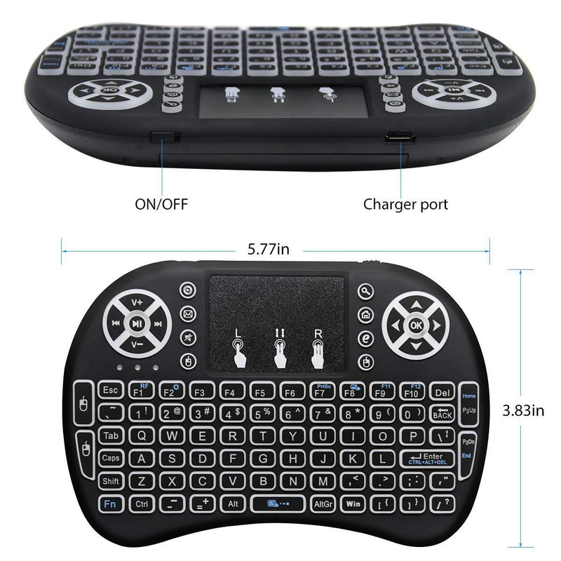 [Australia - AusPower] - BIFANS 2.4G Mini Wireless Keyboard with Touchpad Mouse, Upgraded Multi Backlit, Portable Wireless Keyboard with USB Receiver Remote Control, Best for Android Smart TV Box HTPC Pad Xbox Windows Mac 