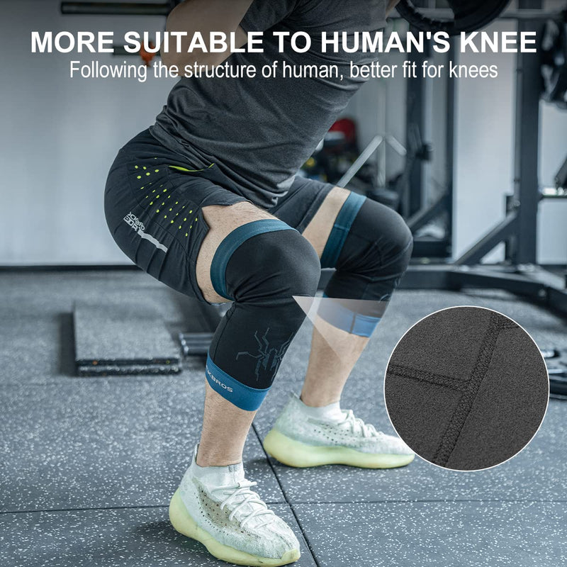 [Australia - AusPower] - ROCKBROS Knee Warmer for Men Thermal Leg Warmer Knee Brace Anti-slip Knee Sleeves Winter for Basketball Cycling Knee Warmer Black Green Small/Medium 