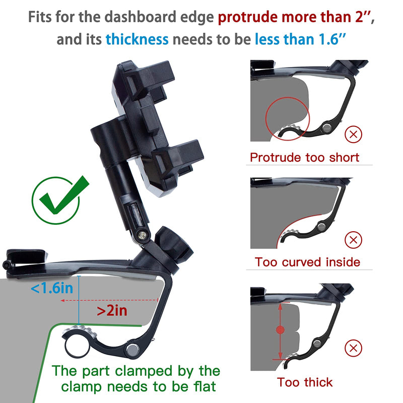 [Australia - AusPower] - 2021 Upgraded Car Phone Holder Mount for Dashboard, 1200° Rotating Cell Phone Holder for Car, Universal Big Clamp Car Phone Mount Compatible with iPhone, Samsung, Moto and More-Wipalor 1200° Rotating Car Phone Holder 