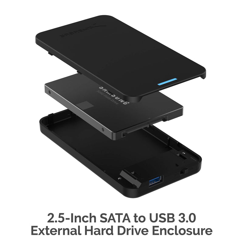 [Australia - AusPower] - SABRENT 2.5-Inch SATA to USB 3.0 Tool-Free External Hard Drive Enclosure [Optimized for SSD, Support UASP SATA III] Black (EC-UASP) 