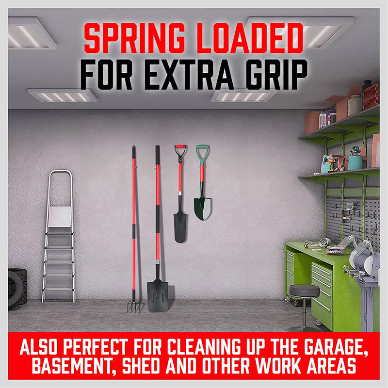 [Australia - AusPower] - Spring Grips (19 Pack) SEDY Garage Closet Wall Organizer Holder for Brooms, Mops, Rakes, Shovels, Etc. 15pc Spring Grips & 4pc U-Utility Hooks 