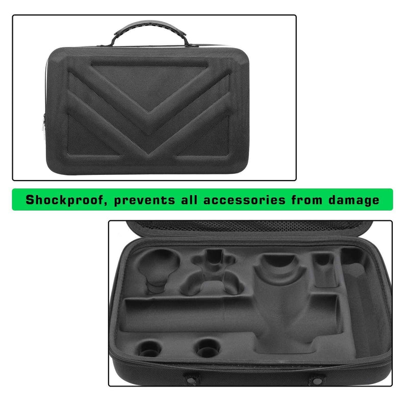 [Australia - AusPower] - Case for Hypervolt /Hypervolt Plus/Hypervolt Bluetooth with 5 Attachment Slots, Hard Shell Portable Storage Bag for Vibration Massage Device, Shockproof Dustproof Travel Carrying Storage Bag Black M 