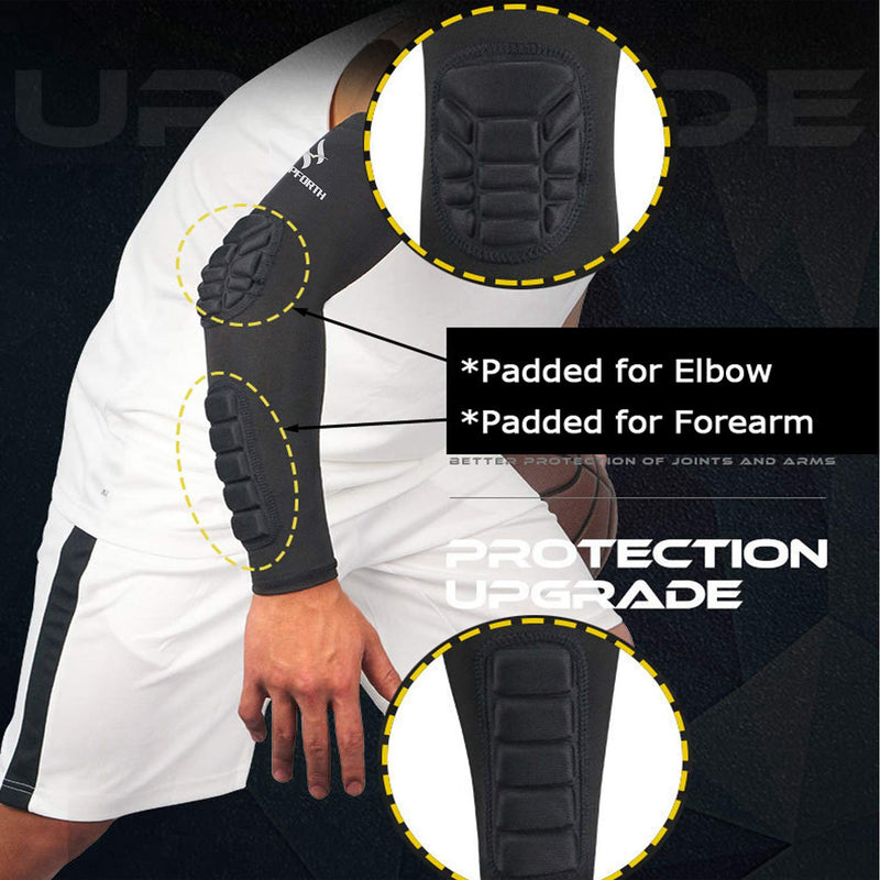 [Australia - AusPower] - HOPEFORTH 2PCS Padded Elbow Forearm Sleeves Compression Arm Protective Support Black Padded Elbow Forearm Small 