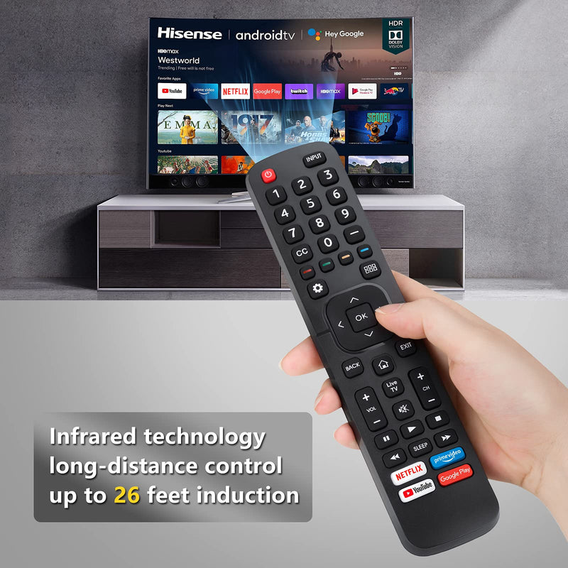 [Australia - AusPower] - Replacement Control EN2A27 for Hisense-Smart-TV-Remote, with Netflix, Prime Video, YouTube, Google Play Buttons for Hisense TV-EN2A27-upgrade 
