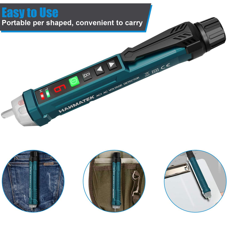 [Australia - AusPower] - Auroland Non-Contact Voltage Tester with 9 gear Adjustable Sensitivity Voltage Detector Pen AC Circuit Tester Tool LCD Display LED Flashlight Buzzer Alarm Range12V-1000V & Live/Null Wire Judgment AC1 