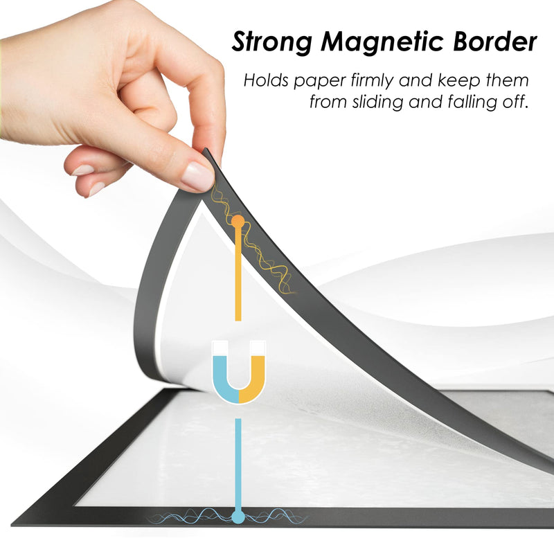 [Australia - AusPower] - MaxGear Magnetic Sign Holder 8.5 x 11 Wall Mount, Self Adhesive Display Picture Frames with Strong Magentic Border and Clear PVC, Document Poster Paper Holder for Home Office Store (Silver, 3 Pack) 