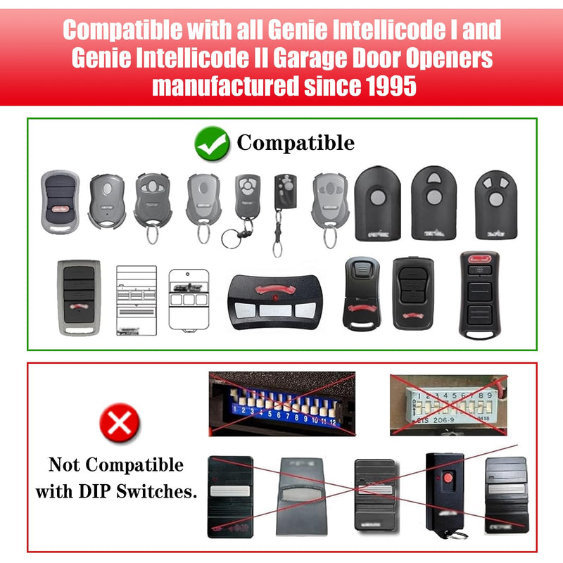 [Australia - AusPower] - G1T-BX 38501R Remote for Genie IntelliCode I II G3T-R G3T-BX G3T-A Overhead Door Garage Door Opener Remote Auto-Seek Dual 315/390MHZ 2 Pack 
