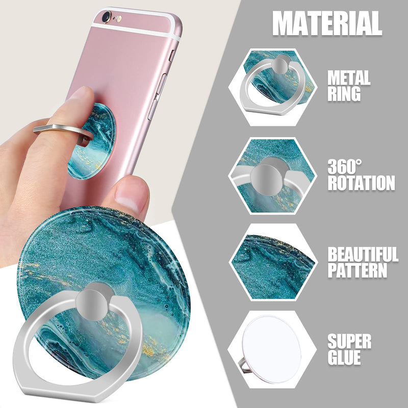 [Australia - AusPower] - AILIFE Cell Phone Ring Holder Stand, 360 Degree Rotation Finger Universal Metal Grip, Kickstand, Round-Shaped Grip Loop for Smartphones, Tablets (Marble 2), Marble BlueGold 