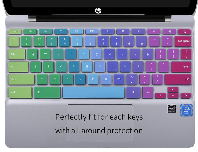 [Australia - AusPower] - Colorful Keyboard Cover for HP 11.6 inch Chromebook, HP Chromebook x360 11.6 inch & HP Chromebook 11 G2, G3, G4,G5, G6 EE, G7 EE, 11A-NB0013DX (NOT Fit HP Chromebook 11a-na,11A G8 EE), Rainbow 
