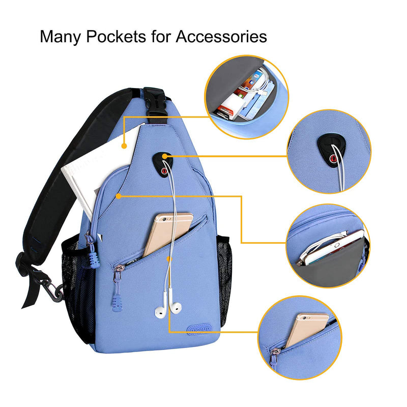 [Australia - AusPower] - MOSISO Sling Backpack, Multipurpose Crossbody Shoulder Bag Travel Hiking Daypack Airy Blue 