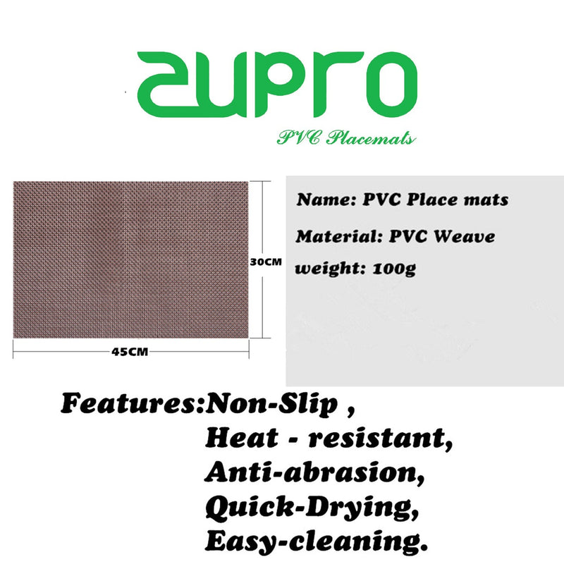 [Australia - AusPower] - Zupro Placemats Set of 4 for Kitchen Dining Table Washable Braided Table Mats Heat-Resistant Placemats Non-Slip Woven PVC Vinyl Place Mats for Everyday use or Holidays Dinner BBQs 18"x12" (Hemp Blue) 4pcs placemats A-a-hemp Blue-4pcs 
