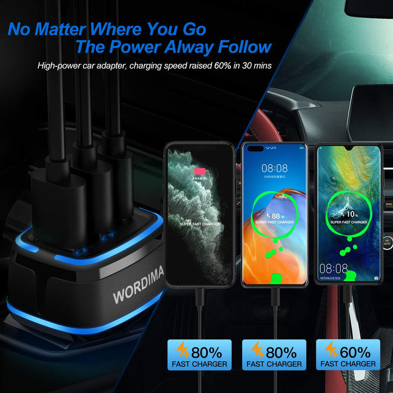 [Australia - AusPower] - 85w USB C Car Charger,WORDIMA USB Car Charger 3Port Fast Charger Cigarette Lighter USB Adapter Compatible with iPhone 13 12 Pro Max iPad Pro,Google Pixel,Oneplus,Samsung Galaxy S21,MacBook Pro Air 