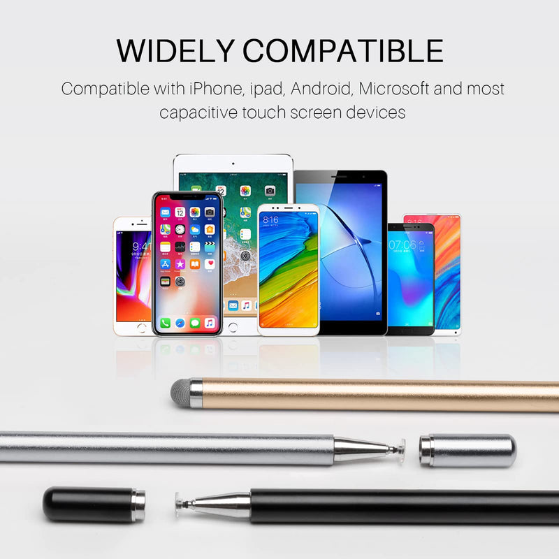 [Australia - AusPower] - Stylus for iPad (3 Pcs), Abiarst Touch Screens Stylus Pens Disc & Fiber Tip for Apple/iPhone/Ipad pro/Mini/Air/Android/Microsoft/Surface All Capacitive Touch Screens (3-Pack (Black/Silver/Champagne)) 3-Pack (Black/Silver/Champagne) 