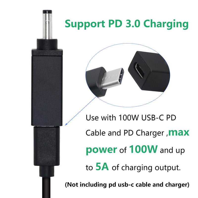 [Australia - AusPower] - CERRXIAN 100W PD USB Type C Female Input to DC 4.0mm x 1.7mm Power Charging Adapter(M4017a) (Black) Black 
