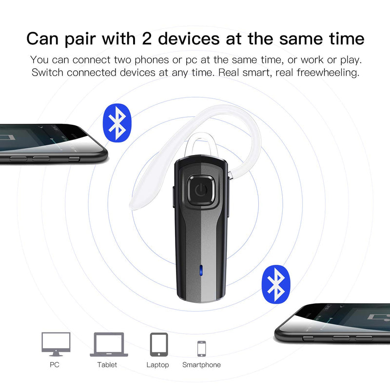 [Australia - AusPower] - Bluetooth Headset, Handsfree Wireless Bluetooth Earpieces - Cell Phone Mic Noise Cancelling Earphones for Business Sport Driving Bluetooth V4.1 Earbuds Headphone for iPhone Android Laptop (Black) Black 