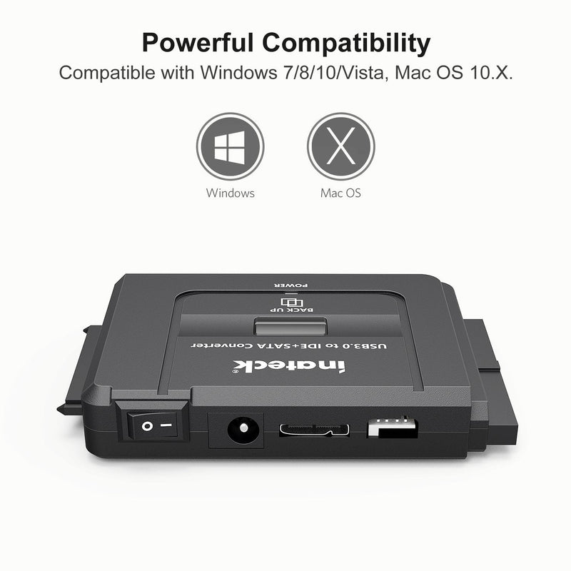 [Australia - AusPower] - Inateck USB 3.0 to IDE/SATA External Hard Drive Reader Fit for Universal 2.5/3.5 HDD/SSD Hard Drive Disk, IDE to USB Adapter with 12V/2A Power Supply and USB 3.0 Cable, UA2001 
