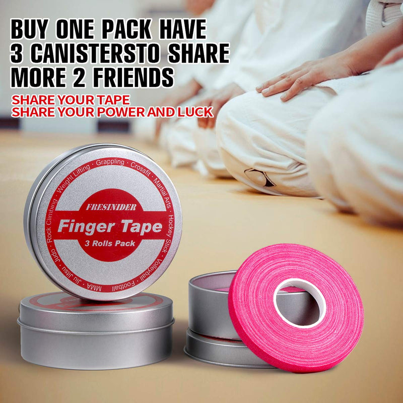 [Australia - AusPower] - FRESINIDER Finger Tape - Strong Athletic Tape | 0.3” x 45 Feet (9 Pack) Tin Set | No Sticky Residue | for Rock Climbing, BJJ Jiu Jitsu, Grappling, Judo, MMA, Rock Climbing and Martial Arts (Pink) Pink 