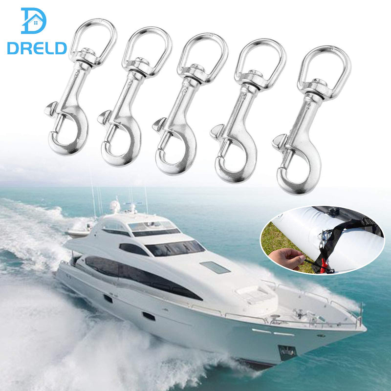 [Australia - AusPower] - Swivel Eye Bolt Snap Hook, Mount 316 Stainless Steel with Rubber Pad, Fit for Fishing Boat Canoe Accessories,Flagpole, pet leash, camera leash, key chain, tarpaulin cover, clothesline (Pack of 5) 