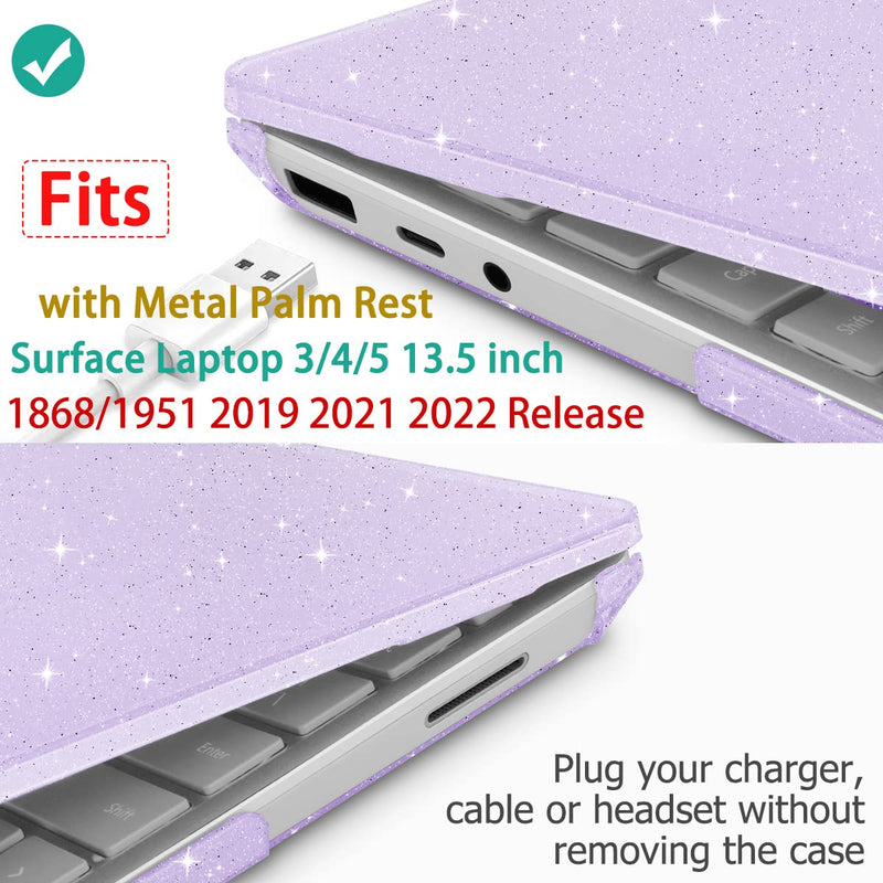 [Australia - AusPower] - Mektron Glitter Case for 13.5" Microsoft Surface Laptop 5/4/3 with Metal Palm Rest 1951/1868,2019/2021/2022 Plastic Hard Shell Cover with Screen Protector + Keyboard Cover + Dust Plug,Sparkle Purple Sparkle Purple 