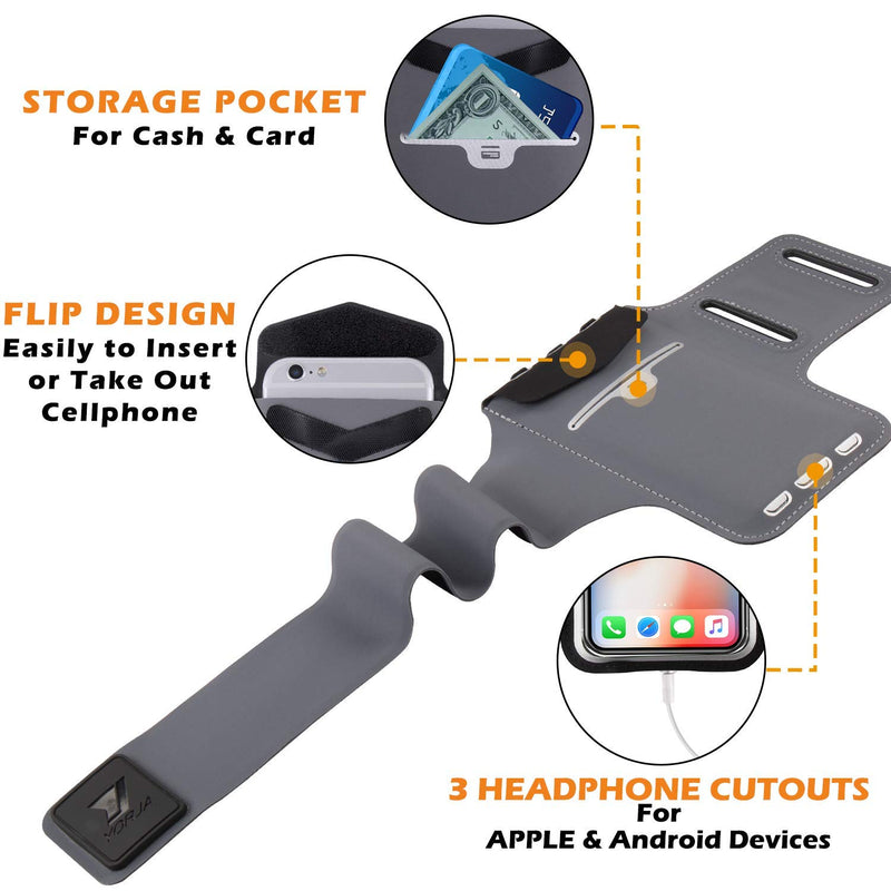 [Australia - AusPower] - Sweat Resistance Armband Cell Phone Running Holder for iPhone X/8/7/6/6s & Galaxy S7/S6/S5-YORJA Sports Arm Band Case for Jogging,Workout,Hiking,Gym-with Key Slot,Card & Money Pocket (Black) Cellphone under 4.7 in 