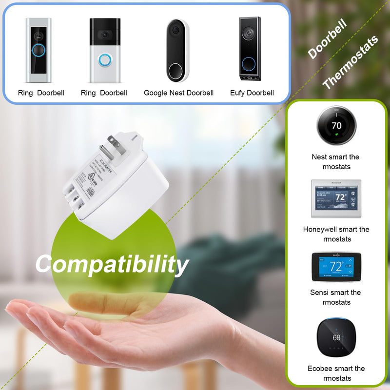 [Australia - AusPower] - 24 Volt AC Transformer,40VA Doorbell Transformer Plug in with PTC Fuse,Compatibility All Versions of Ring Doorbell,Google Nest Doorbell Compatible with Nest, Ecobee, Sensi, Honeywell Thermostat 