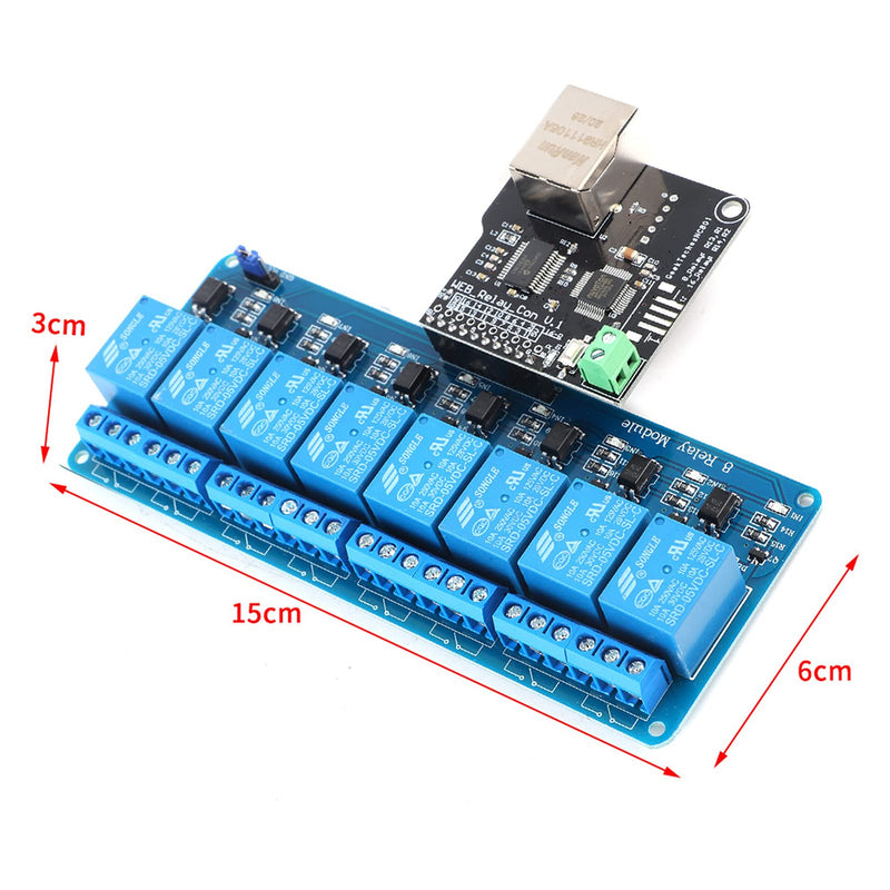 [Australia - AusPower] - Relay Network Ethernet Relay Controller Module Control Board LAN WAN Network Web Server with RJ 45 Interface + 8 Channel Relay Module for Smart Home Remote Control 