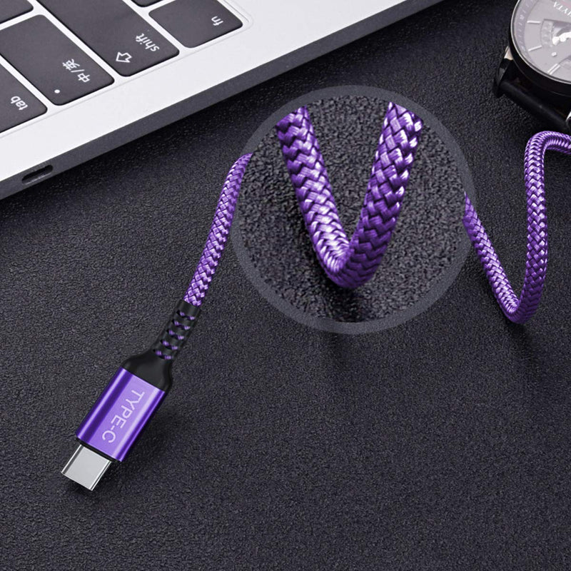 [Australia - AusPower] - USB C to Type C 100W Cable 10FT 2Pack,Power Delivery Fast Charging PD Charger Cord for MacBook Mac,iPad Pro 11 12.9 Air 4 5 5th 4th Mini 6 6th Generation,Samsung Galaxy S10 S20 S21 S22 22 Plus Ultra Purple 