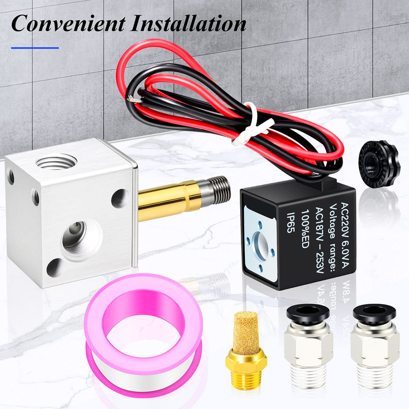 [Australia - AusPower] - TAILONZ PNEUMATIC 1/8 inch NPT 12V/24V/110V/220V 3 Way 2 Position Normally Closed Solenoid Valve Solenoid air Valve 3V1-06 AC220V 