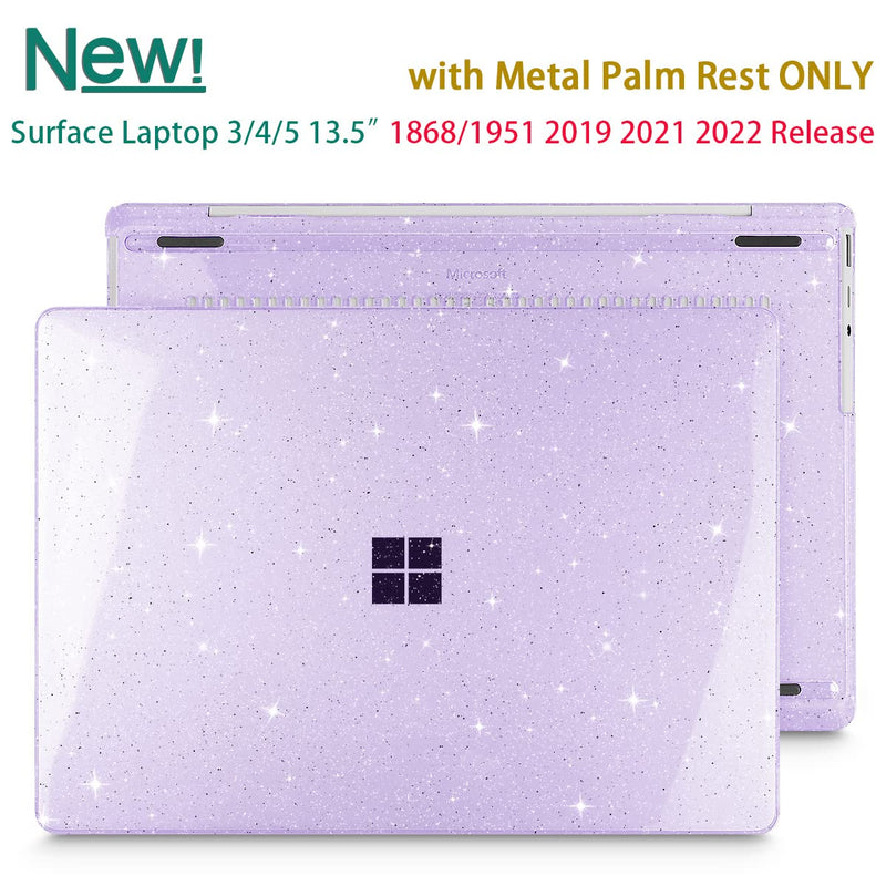[Australia - AusPower] - Mektron Glitter Case for 13.5" Microsoft Surface Laptop 5/4/3 with Metal Palm Rest 1951/1868,2019/2021/2022 Plastic Hard Shell Cover with Screen Protector + Keyboard Cover + Dust Plug,Sparkle Purple Sparkle Purple 