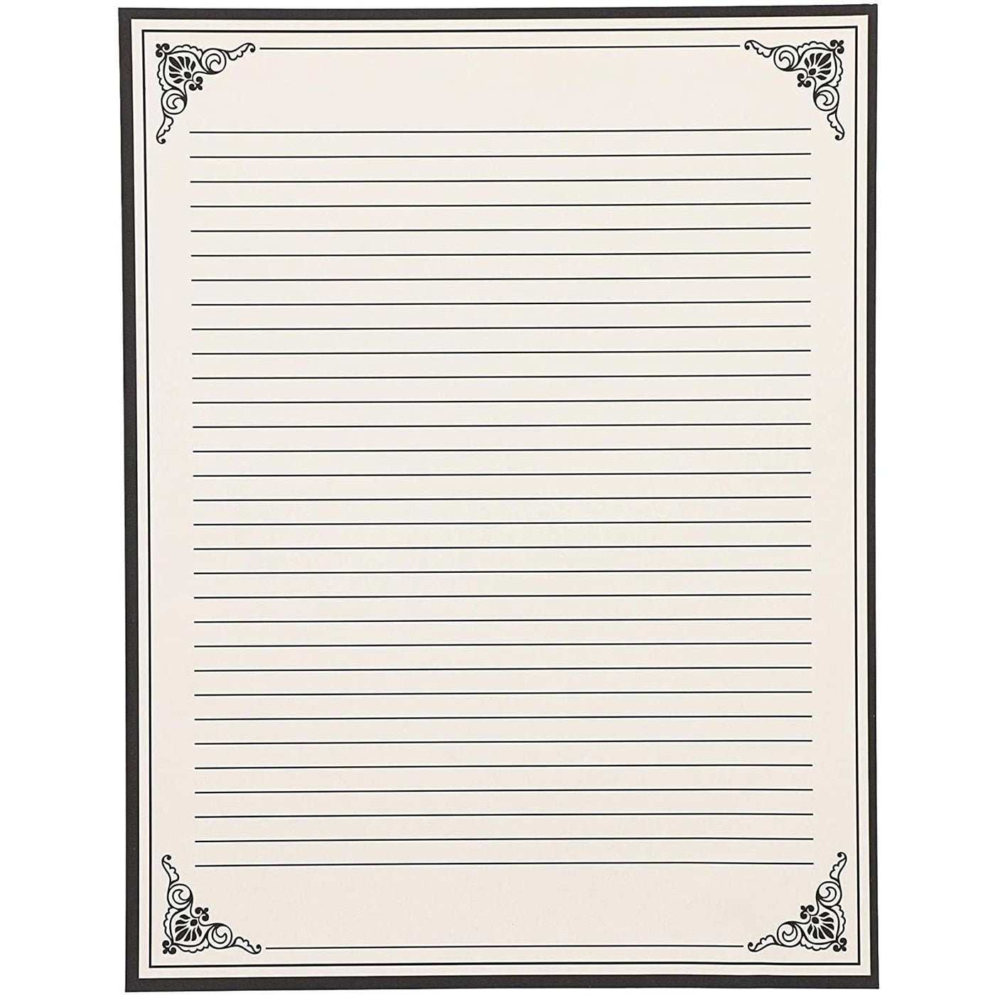 Vintage Lined Stationery Paper for Writing Letters (Cream, 8.5 x 11 in, 48 Sheets)