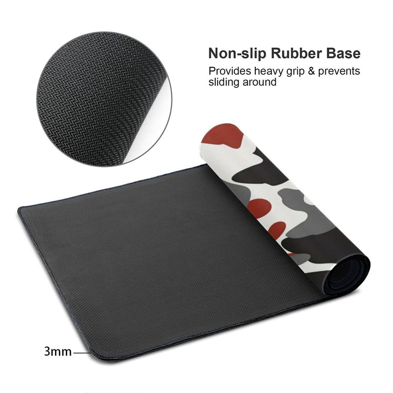 [Australia - AusPower] - White Black Red Camo Gaming Mouse Pad Large XL Long Extended Pads Big Mousepad Keyboard Mouse Mat Desk Pad Home Office Decor Accessories for Computer Pc Laptop White Black Red Camo 