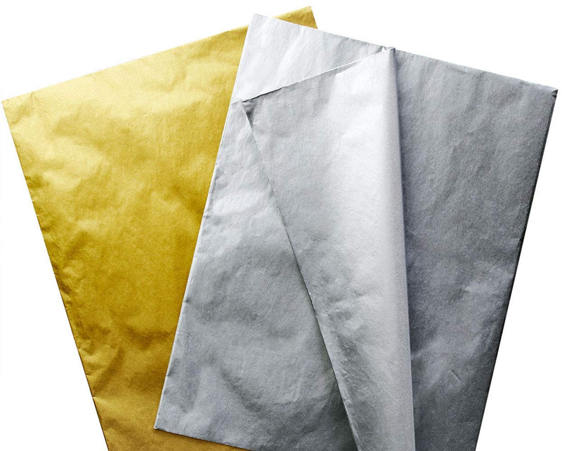 [Australia - AusPower] - UNIQOOO 12Pcs Metallic Gold Silver Polka Dots Wine Gift Bag w/Tag and 60 Sheets Metallic Gold & Silver Gift Tissue Paper Bundle 